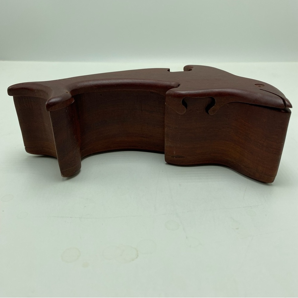 Wood Carved Dolphin Secret Puzzle Treasure Box